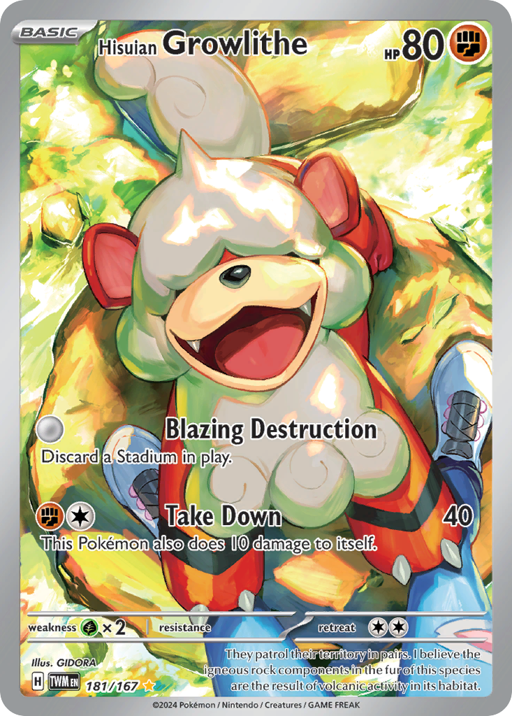Hisuian Growlithe - 181/167 - SV06: Twilight Masquerade (Illustration rare) — SV06: Twilight Masquerade
