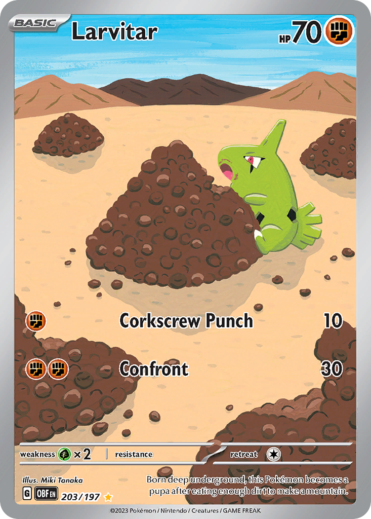 Larvitar - 203/197 - SV03: Obsidian Flames (Illustration rare) — SV03: Obsidian Flames