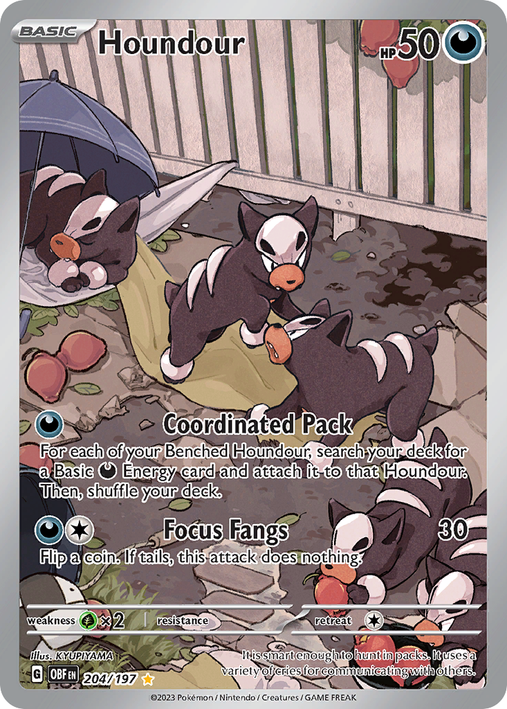 Houndour - 204/197 - SV03: Obsidian Flames (Illustration rare) — SV03: Obsidian Flames