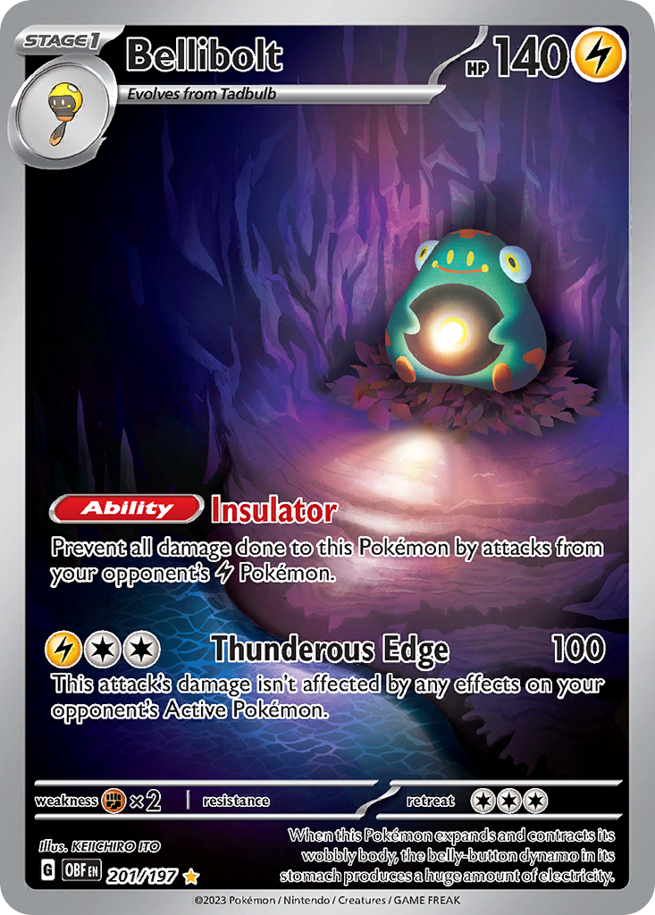 Bellibolt - 201/197 - SV03: Obsidian Flames (Illustration rare) — SV03: Obsidian Flames