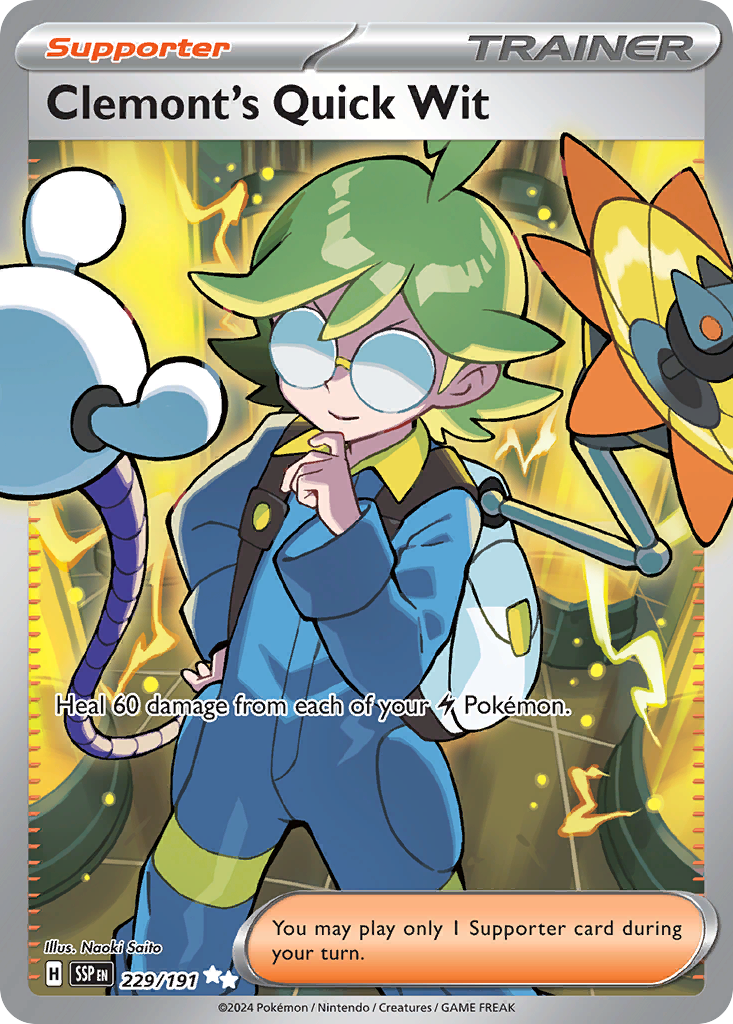 Clemont's Quick Wit - 229/191 - SV08: Surging Sparks (Ultra Rare) — 