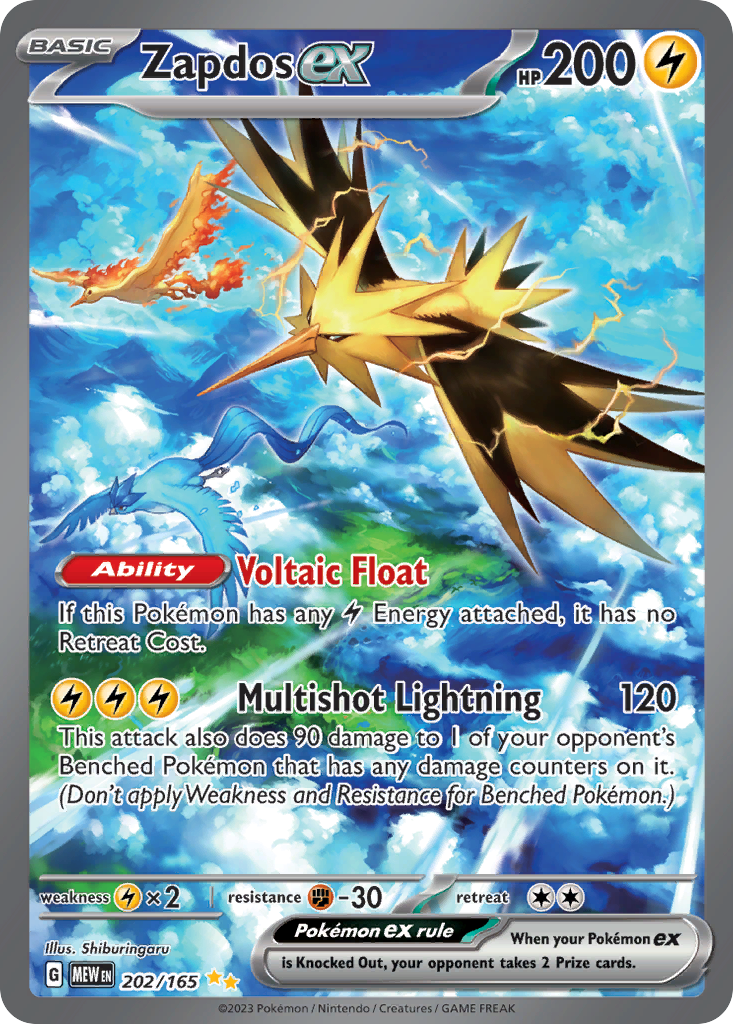 Zapdos ex - 202/165 - SV03.5: 151 (Special illustration rare) — SV: Scarlet & Violet 151