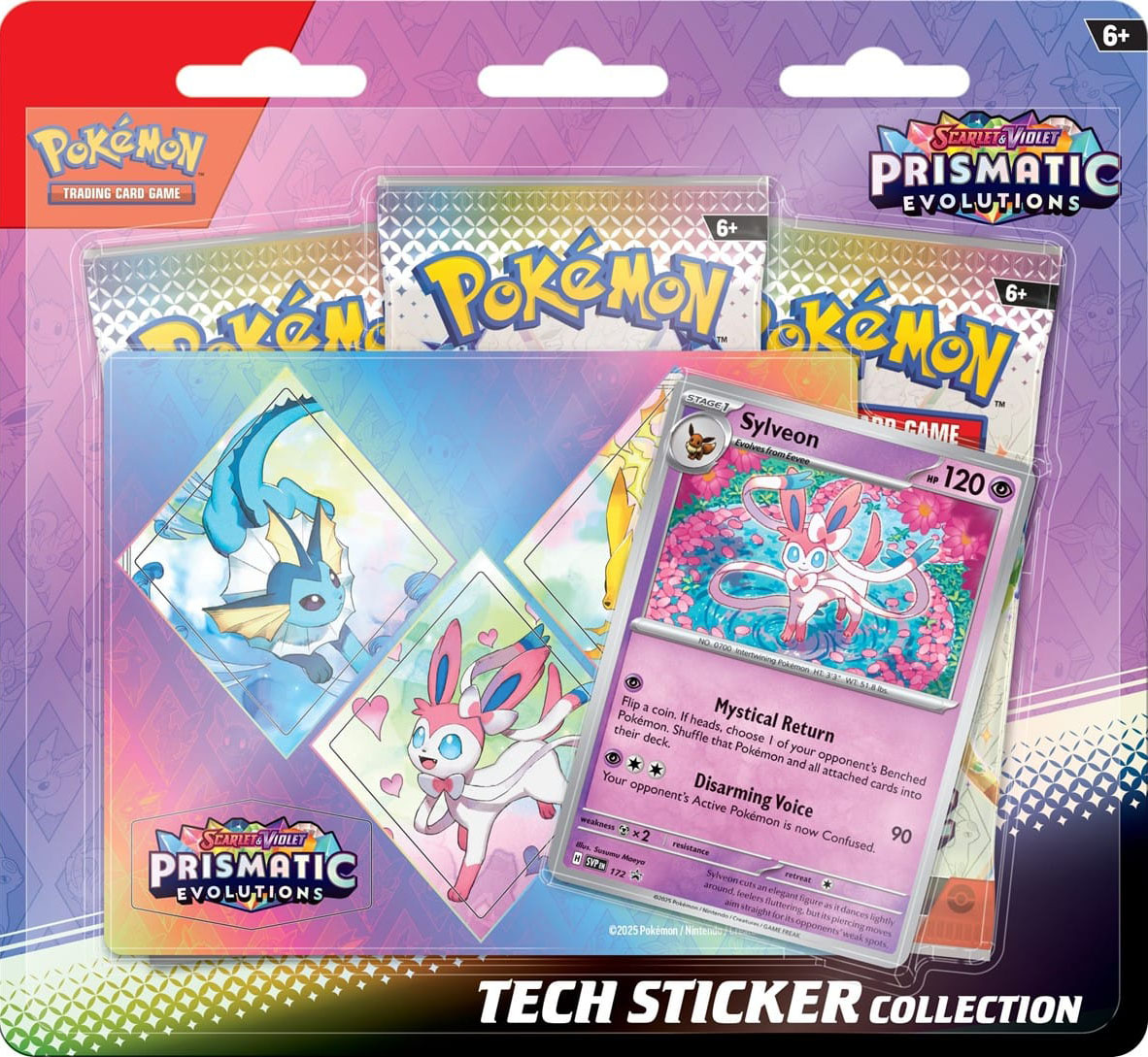 (SET DE 3) Pokémon TCG: Scarlet & Violet 8.5 - "Prismatic Evolutions" Tech Sticker Collection (SET DE 3) — Pokémon TCG Producto Sellado