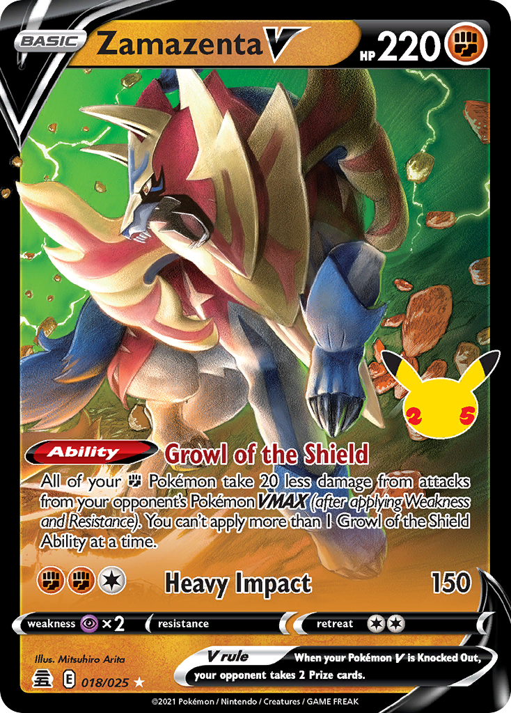 Zamazenta V - 18/25 - CEL25: Celebrations (Holo Rare V) — Celebrations