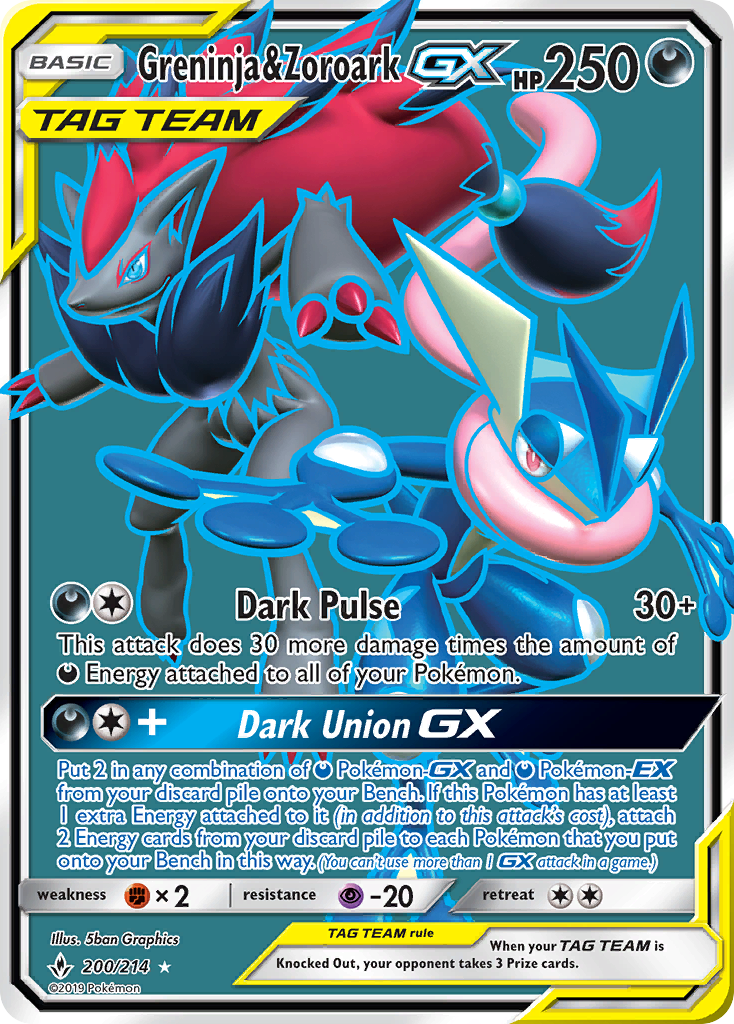 Greninja & Zoroark GX (200) (Full Art) - SM - Unbroken Bonds (SM10) — SM - Unbroken Bonds