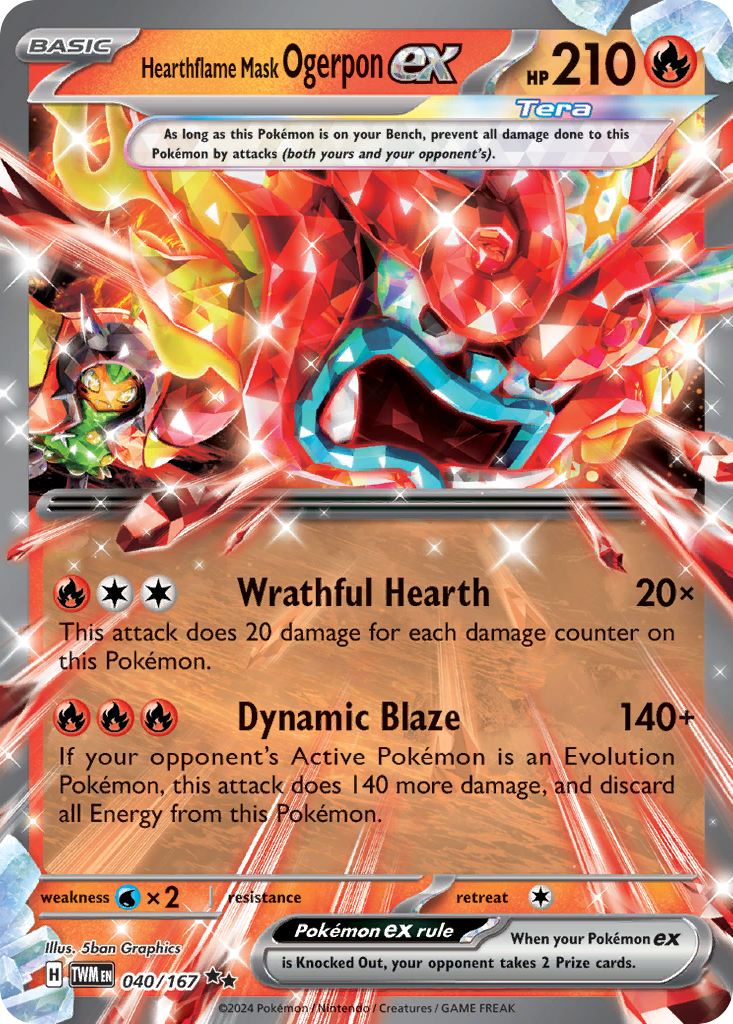 Hearthflame Mask Ogerpon ex - 040/167 - SV06: Twilight Masquerade (Double rare) — SV06: Twilight Masquerade