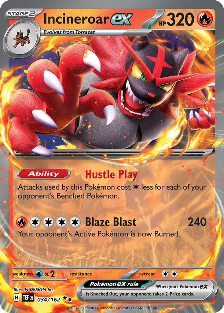 Incineroar ex - 034/162 - SV05: Temporal Forces (Double rare) — SV05: Temporal Forces