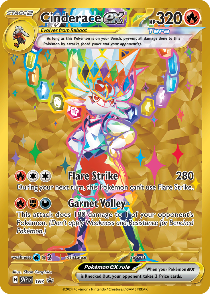Cinderace ex - 163/0 - SVP: SVP Black Star Promos (None) — SV: Scarlet & Violet Promo Cards