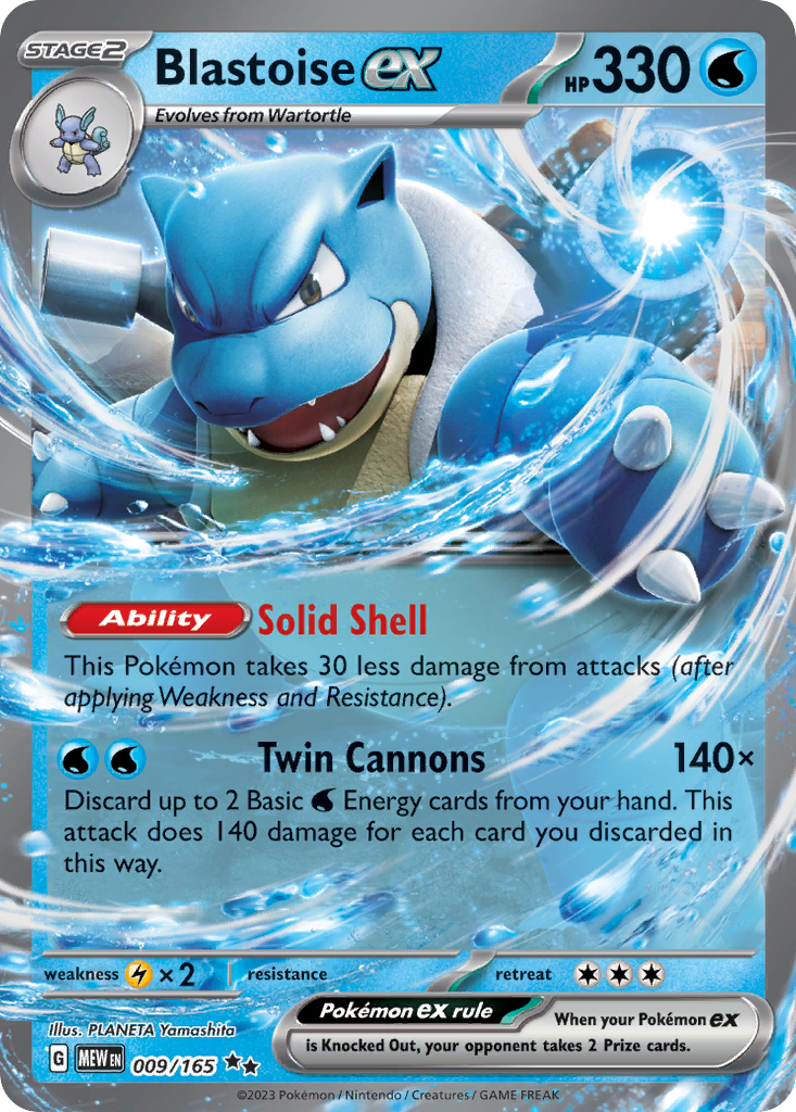 Blastoise ex - 009/165 - SV03.5: 151 (Double rare) — SV: Scarlet & Violet 151