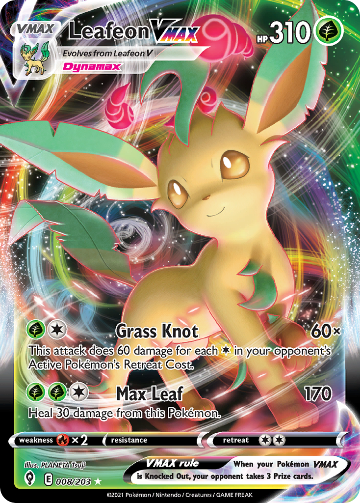 Leafeon VMAX - 8/203 - SWSH7: Evolving Skies (Holo Rare VMAX) — SWSH07: Evolving Skies