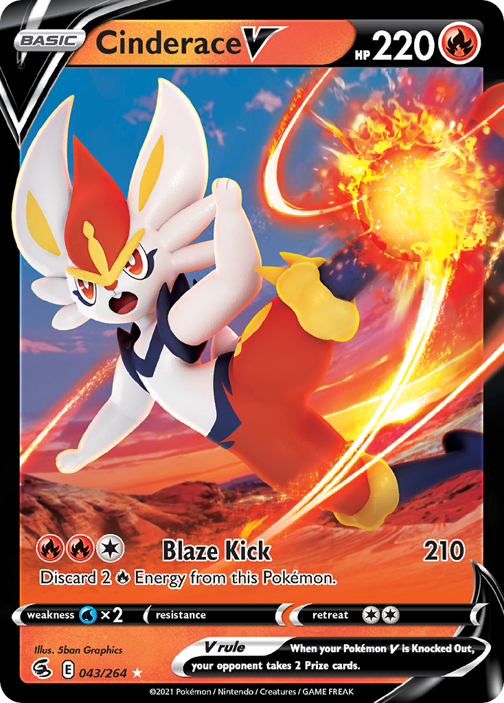 Cinderace V - 44/264 - SWSH8: Fusion Strike (Holo Rare V) — SWSH08: Fusion Strike