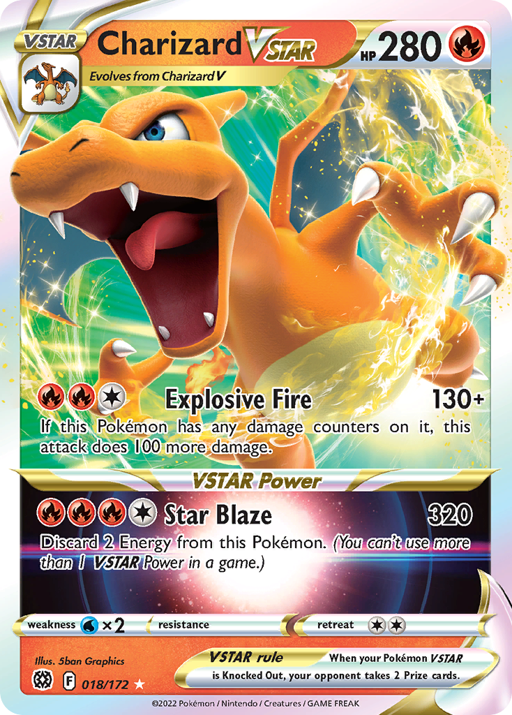 Charizard VSTAR - 018/172 - SWSH9: Brilliant Stars (Holo Rare VSTAR) — SWSH09: Brilliant Stars