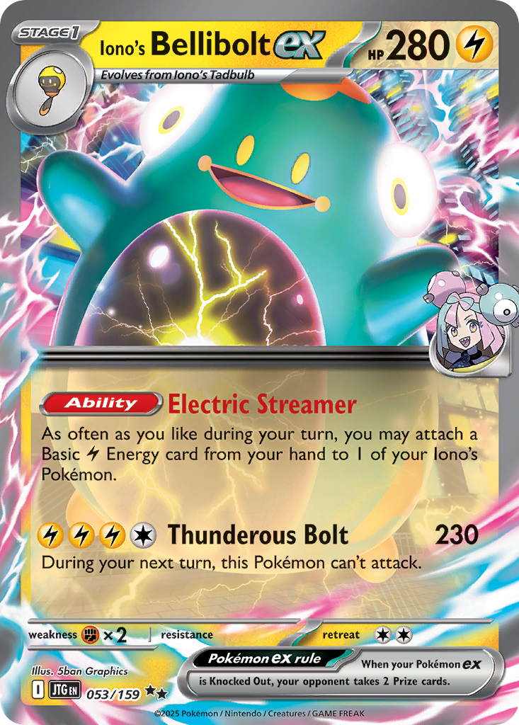 Iono's Bellibolt ex - 053/159 - SV09: Journey Together (Double rare) — SV09: Journey Together