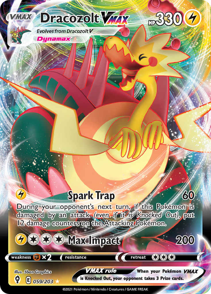 Dracozolt VMAX - 59/203 - SWSH7: Evolving Skies (Holo Rare VMAX) — SWSH07: Evolving Skies