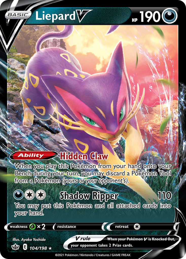 Liepard V - 104/198 - SWSH6: Chilling Reign (Holo Rare V) — SWSH06: Chilling Reign