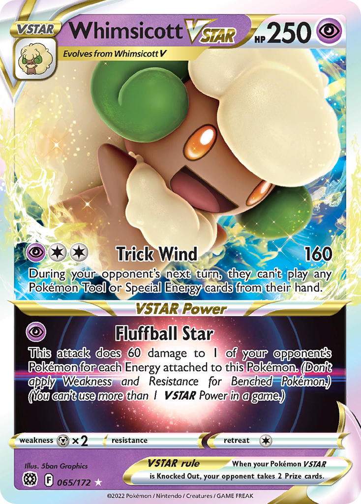 Whimsicott VSTAR - 065/172 - SWSH9: Brilliant Stars (Holo Rare VSTAR) — SWSH09: Brilliant Stars