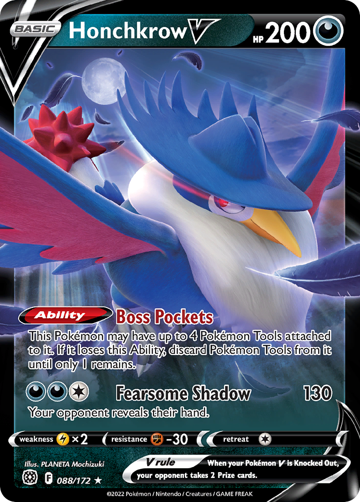 Honchkrow V - 088/172 - SWSH9: Brilliant Stars (Holo Rare V) — SWSH09: Brilliant Stars