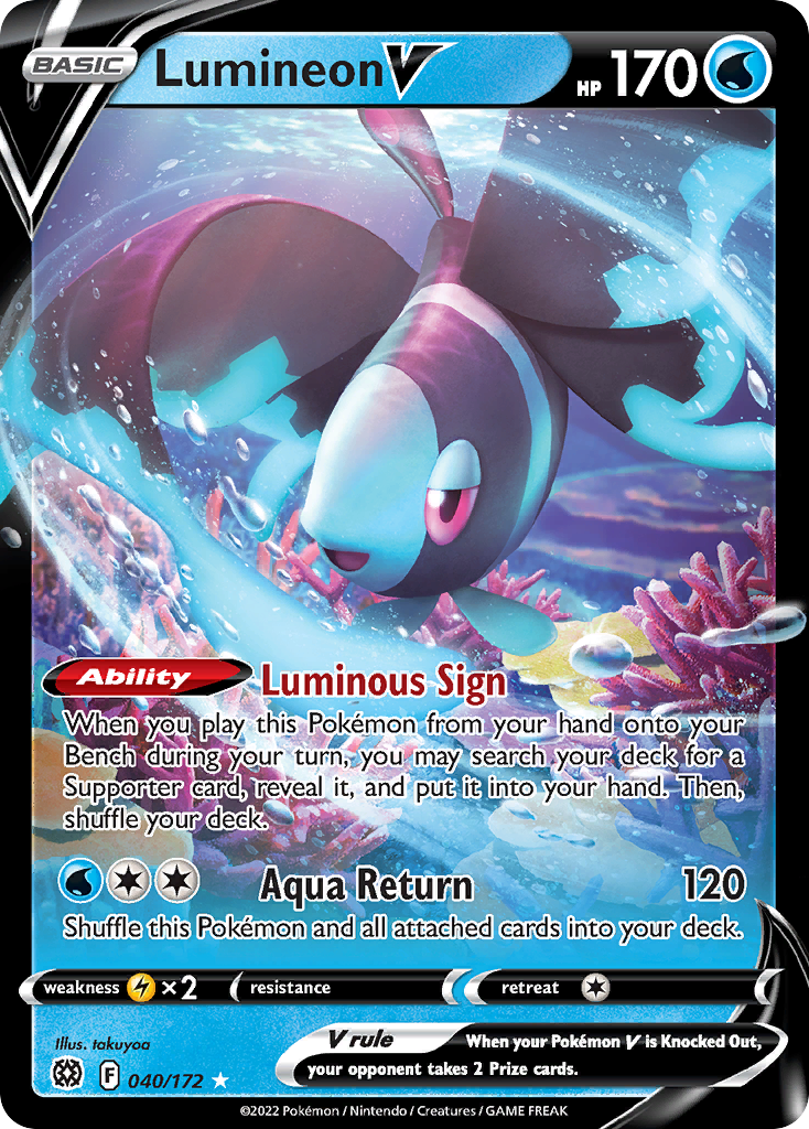 Lumineon V - 040/172 - SWSH9: Brilliant Stars (Holo Rare V) — SWSH09: Brilliant Stars