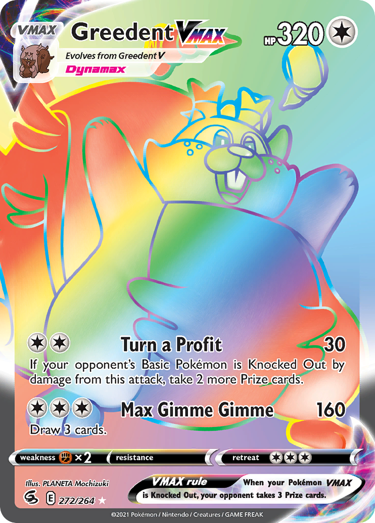 Greedent VMAX - 272/264 - SWSH8: Fusion Strike (Secret Rare) — SWSH08: Fusion Strike