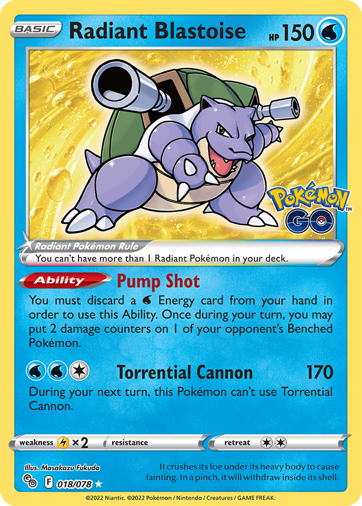 Radiant Blastoise - 018/78 - SWSH10.5: Pokémon GO (Radiant Rare) — Pokemon GO