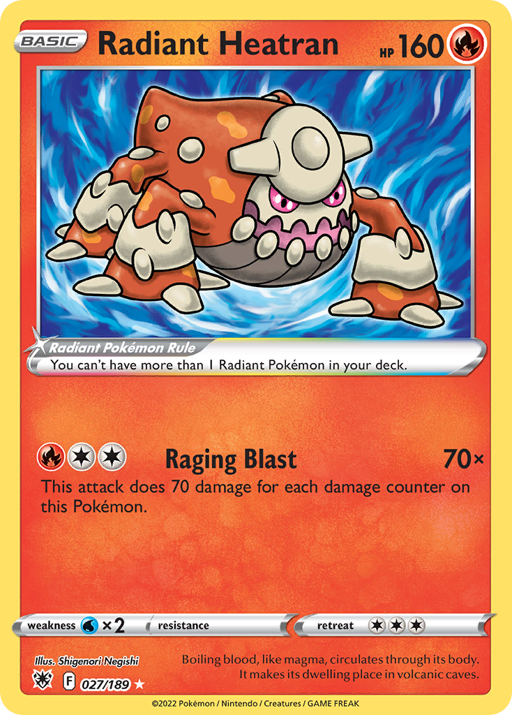 Radiant Heatran - 027/189 - SWSH10: Astral Radiance (Radiant Rare) — SWSH10: Astral Radiance