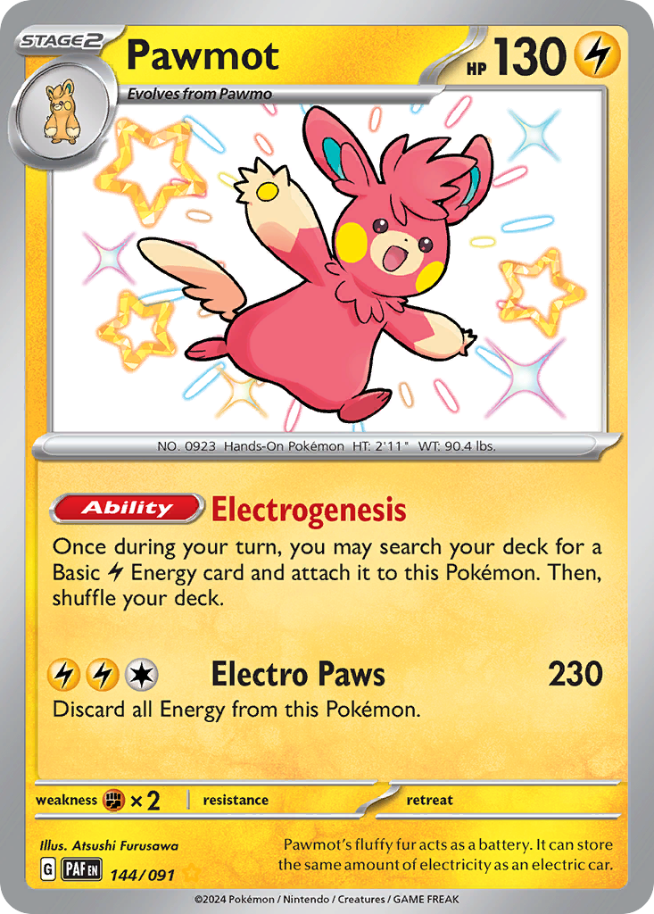 Pawmot - 144/91 - SV04.5: Paldean Fates (Shiny rare) — SV: Paldean Fates