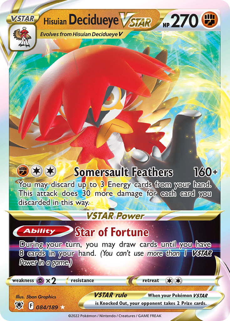 Hisuian Decidueye VSTAR - 084/189 - SWSH10: Astral Radiance (Holo Rare VSTAR) — SWSH10: Astral Radiance