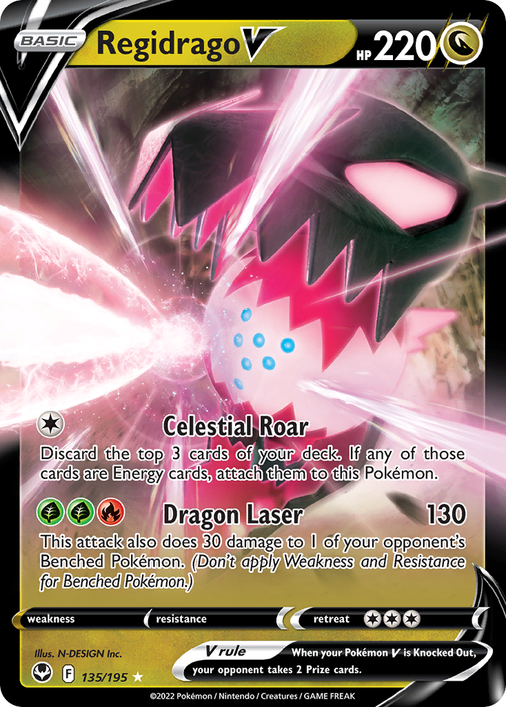 Regidrago V - 135/195 - SWSH12: Silver Tempest (Holo Rare V) — SWSH12: Silver Tempest