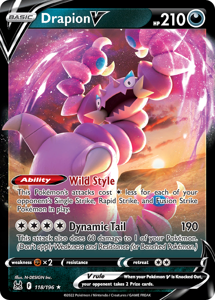 Drapion V - 118/196 - SWSH11: Lost Origin (Holo Rare V) — SWSH11: Lost Origin