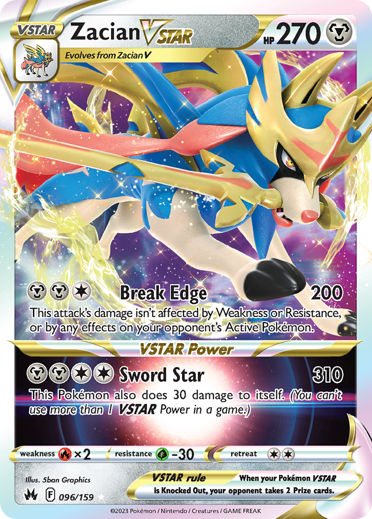 Zacian VSTAR - 096/159 - SWSH12.5: Crown Zenith (Holo Rare VSTAR) — Crown Zenith