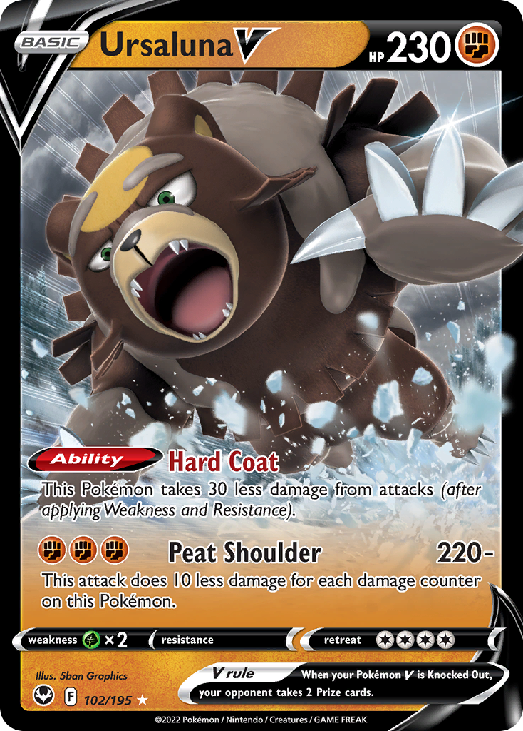 Ursaluna V - 102/195 - SWSH12: Silver Tempest (Holo Rare V) — SWSH12: Silver Tempest
