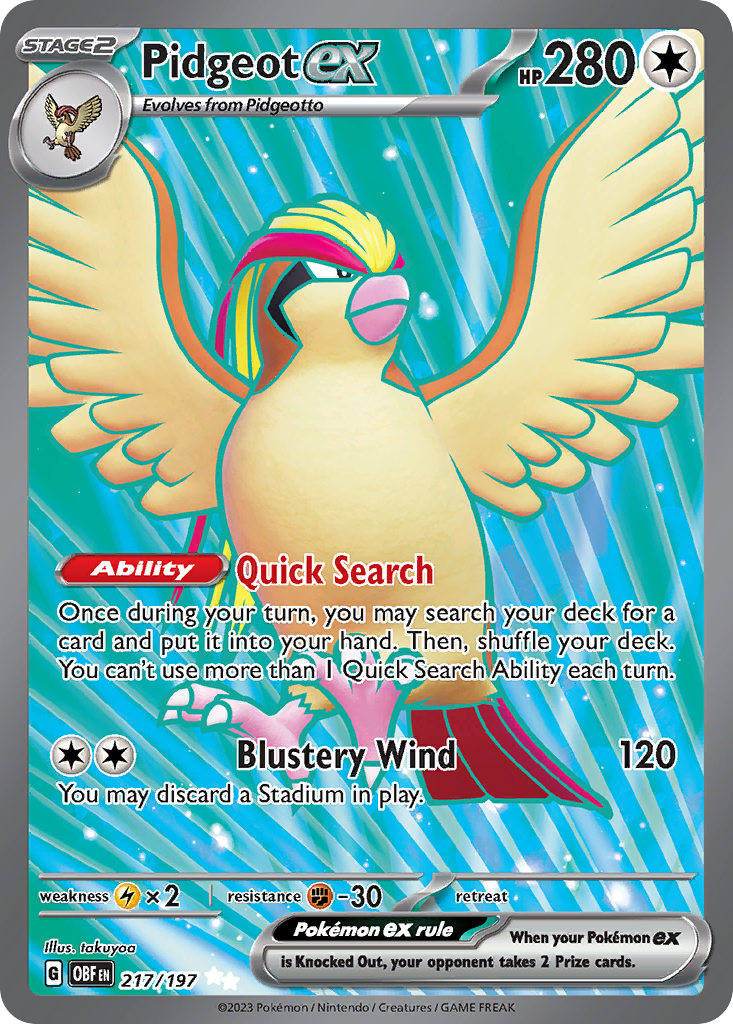 Pidgeot ex - 217/197 - SV03: Obsidian Flames (Ultra Rare) — SV03: Obsidian Flames