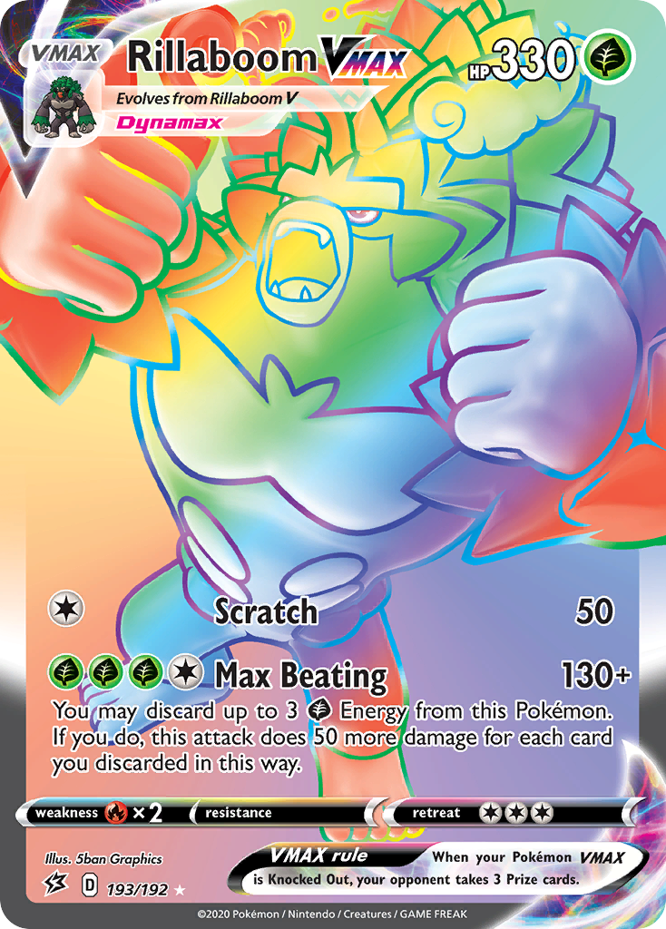 Rillaboom VMAX - 193/192 - SWSH2: Rebel Clash (Secret Rare) — SWSH02: Rebel Clash