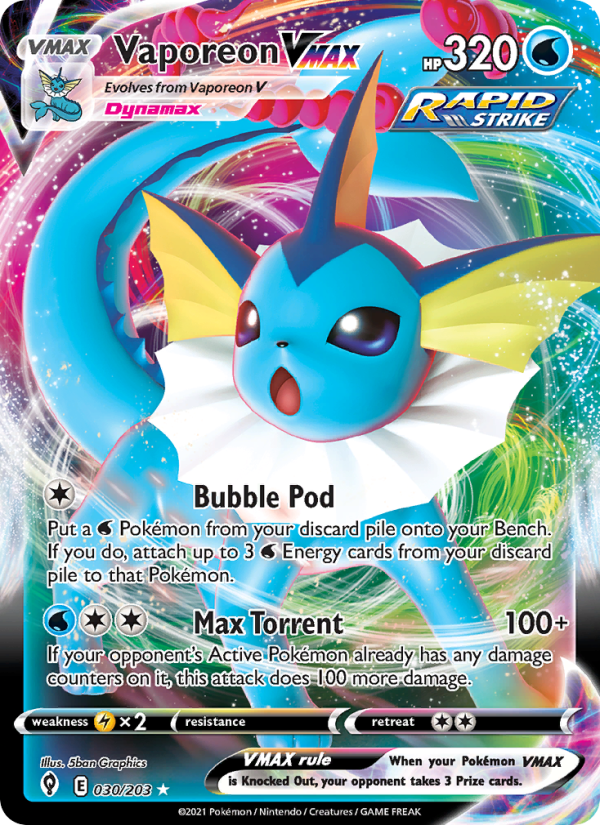 Vaporeon VMAX - 30/203 - SWSH7: Evolving Skies (Holo Rare VMAX) — SWSH07: Evolving Skies
