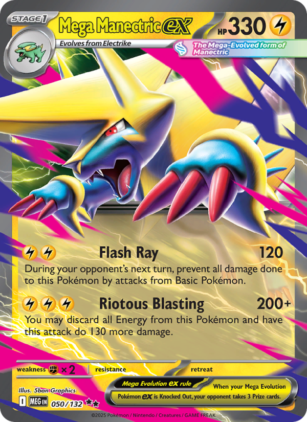 Mega Manectric ex - 050/132 - ME01: Mega Evolution (Double rare) — ME01: Mega Evolution
