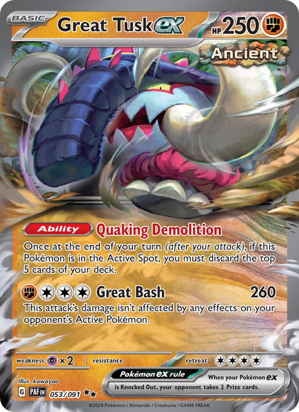 Great Tusk ex - 053/91 - SV04.5: Paldean Fates (Double rare) — SV: Paldean Fates