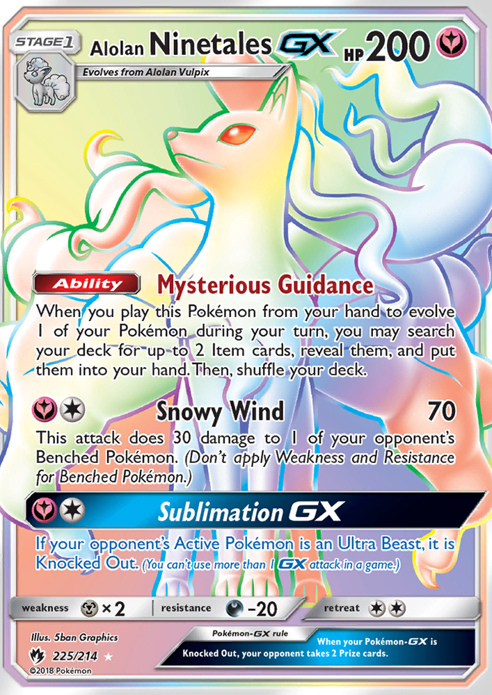 Alolan Ninetales GX - 225/214 - SM8: Lost Thunder (Secret Rare) — SM - Lost Thunder