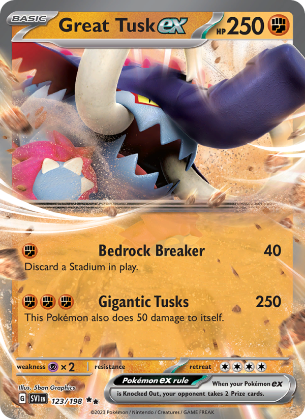 Great Tusk ex - 123/198 - SV01: Scarlet & Violet (Double rare) — SV01: Scarlet & Violet Base Set