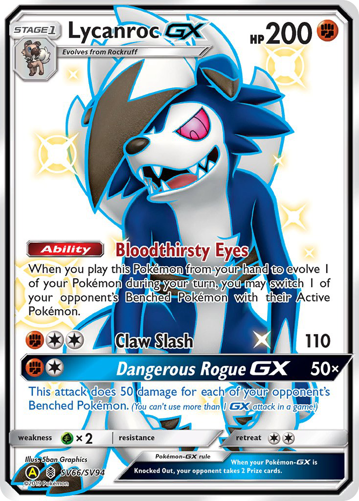 Lycanroc-GX - SV66/94 - SMA: Yellow A Alternate (Common) — Hidden Fates