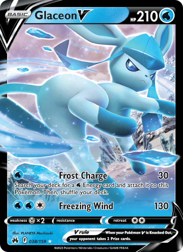 Glaceon V - 038/159 - SWSH12.5: Crown Zenith (Holo Rare V) — Crown Zenith