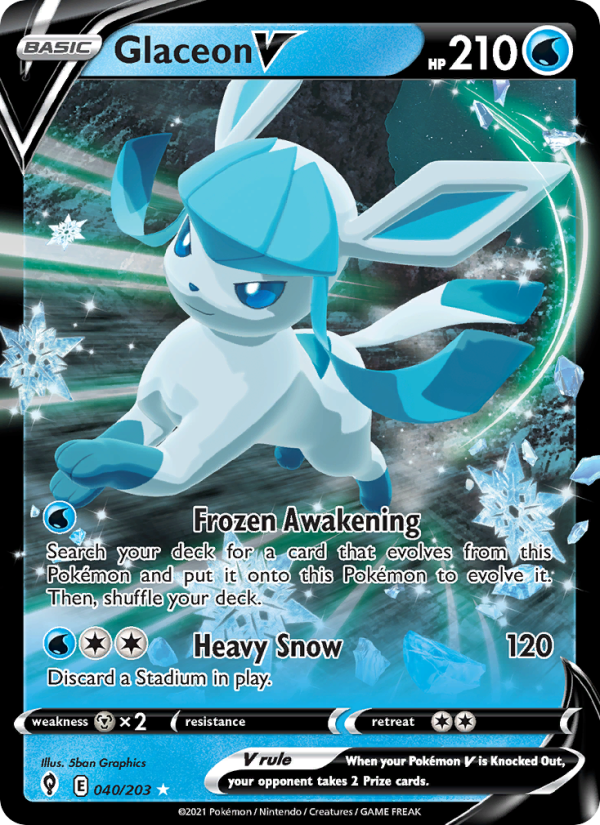 Glaceon V - 40/203 - SWSH7: Evolving Skies (Holo Rare V) — SWSH07: Evolving Skies