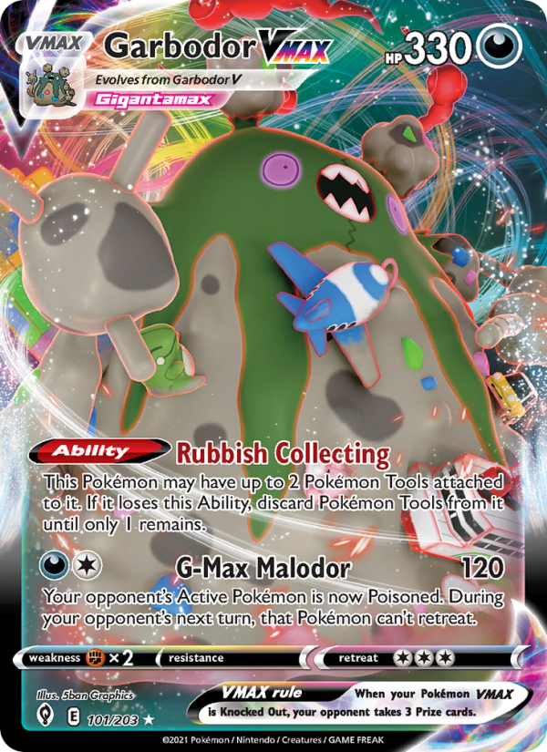 Garbodor VMAX - 101/203 - SWSH7: Evolving Skies (Holo Rare VMAX) — SWSH07: Evolving Skies