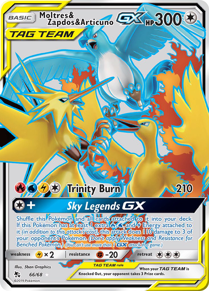 Moltres & Zapdos & Articuno GX - 66/68 - SM115: Hidden Fates (Ultra Rare) — Hidden Fates