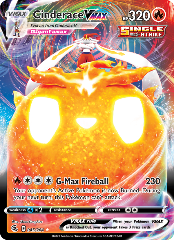 Cinderace VMAX - 45/264 - SWSH8: Fusion Strike (Holo Rare VMAX) — SWSH08: Fusion Strike