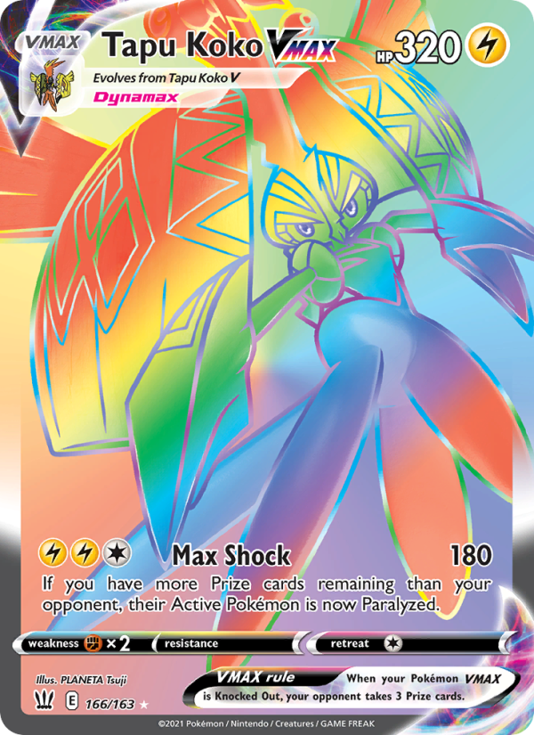 Tapu Koko VMAX - 166/163 - SWSH5: Battle Styles (Secret Rare) — SWSH05: Battle Styles