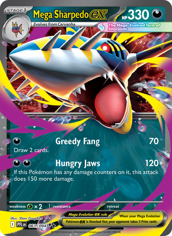 Mega Sharpedo ex - 061/94 - ME02: Phantasmal Flames (Double rare) — ME02: Phantasmal Flames