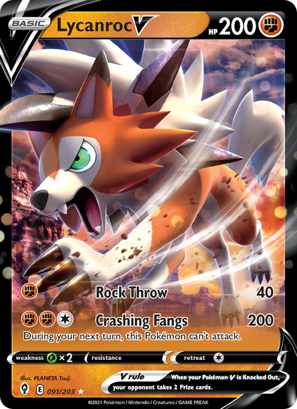 Lycanroc V - 91/203 - SWSH7: Evolving Skies (Holo Rare V) — SWSH07: Evolving Skies