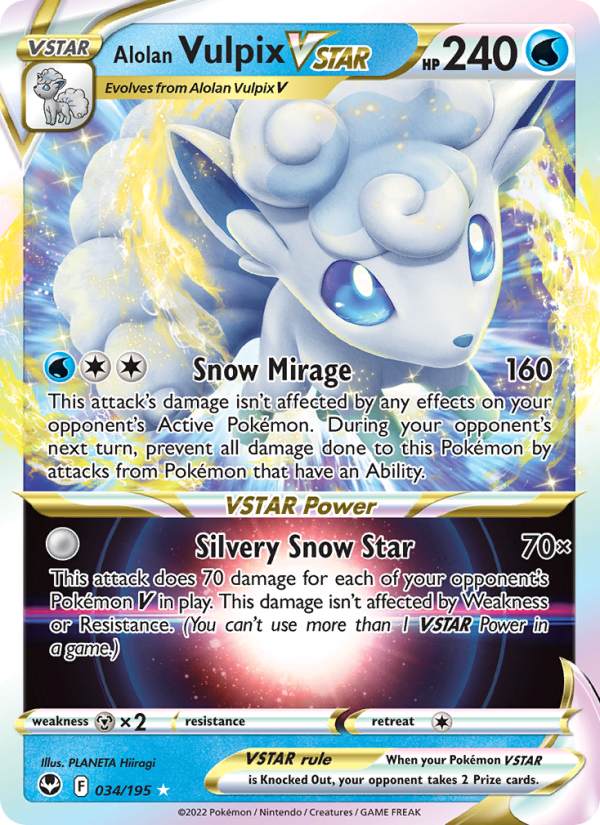 Alolan Vulpix VSTAR - 034/195 - SWSH12: Silver Tempest (Holo Rare VSTAR) — SWSH12: Silver Tempest
