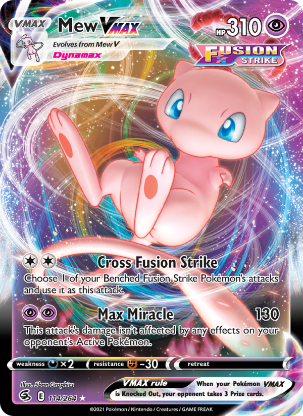 Mew VMAX - 114/264 - SWSH8: Fusion Strike (Holo Rare VMAX) — SWSH08: Fusion Strike