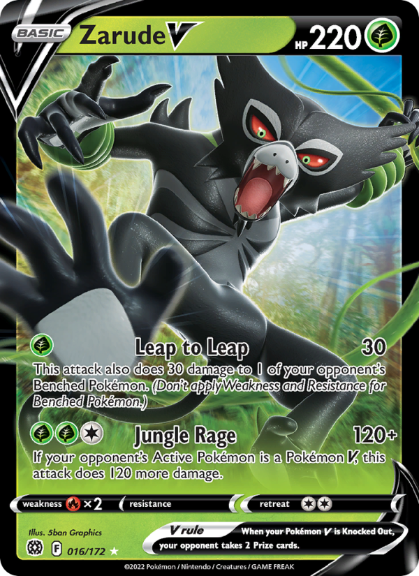 Zarude V - 016/172 - SWSH9: Brilliant Stars (Holo Rare V) — SWSH09: Brilliant Stars